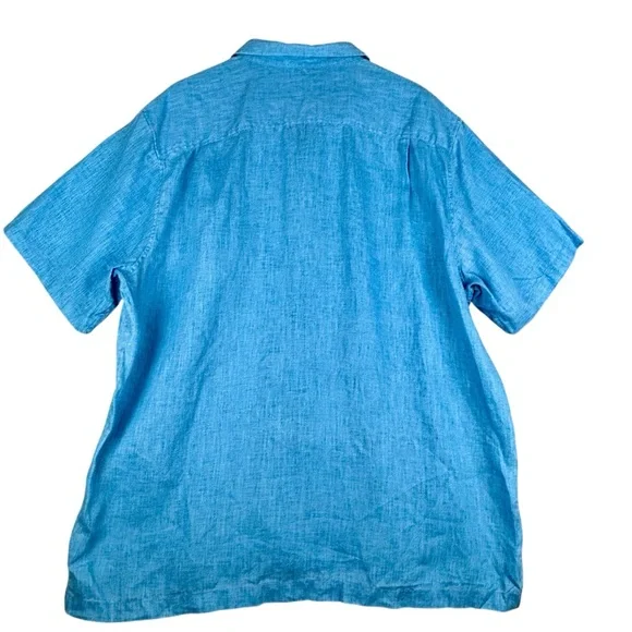 Tommy Bahama Sea Glass Camp Shirt 100% Linen Mens XXL Blue Short Sleeve - Picture 3 of 12